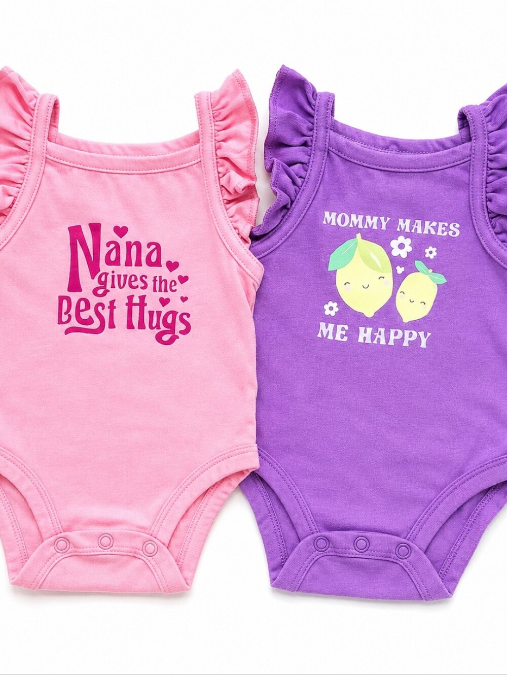 Carter’s Baby Girl Size 3 Mos Ruffle Bodysuit 2-Piece Lot – Pink & Purple